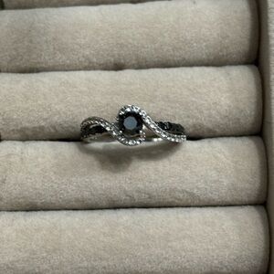 3/4 CT. T.W. Black Diamond & Lab-Created White Sapphire Swirl Ring in Sterling S